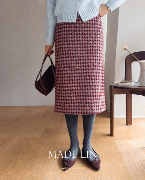 [New Arrival Special Price 4,000 Won Discount] <FONT color=#5a3954>MADE LIN</font> Nella Twinkle Check Skirt [size: S, M]