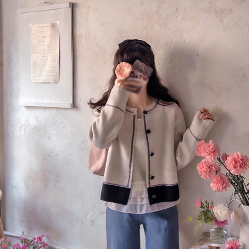 [LABEL] Gemma Color Blocking, Soft, Sophisticated Cardigan [size: F(55~66)]