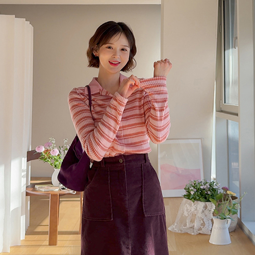 Newzen refreshing and lively soft ribbed Kara Knit [size: F(55~66)]