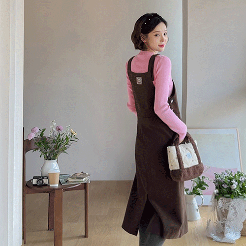 [Best Special Price 7,000 Won Discount] <FONT color=#5a3954>MADE LIN</font> Erdel Corduroy Shoulder Strap One Piece [size: F (55~66)]