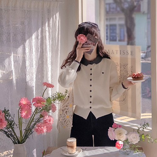 [LABEL] Schnabel Heart Embroidery Kara Stretchy Soft Cardigan [size: F(55~66)]