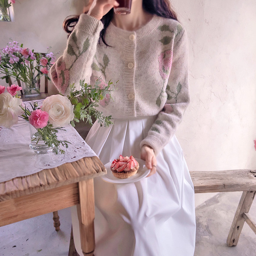 [LABEL] Moned Flower Warm Chic Cardigan [size: F(55~66)]
