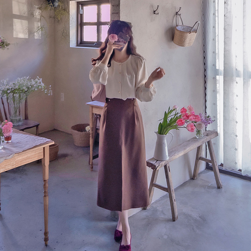 Crean Soft Suede Pintuck Mapsheet Skirt [size: S(66), M(77)]