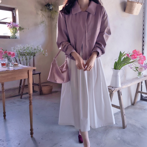 Allison Spring/Summer Color Soft and Casual Leather Jacket [size: F (55~66)] 