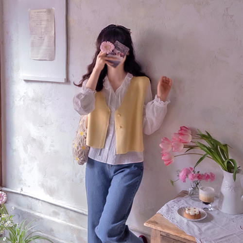 Stellad Lovely Anne Button Spring Pastel Vest [size: F(55~66)]