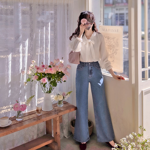 Shremian Anti-Tie Lovely Silky Luxury Blouse [size: F (55~66)]