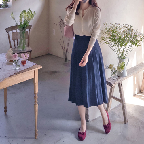 Rayburn Flexible, Stretchy, Denim-Feel Band Skirt [size: F(55~66)]