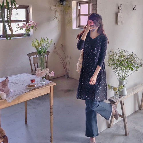 Hauschpen Spring Flower and Color See-through Look Slim Fit One Piece [size: F(55~66)]