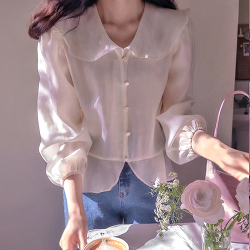 Artrang's Bom Bom Tencel Lovely Collar Sophisticated Blouse [size: F(55~66)]