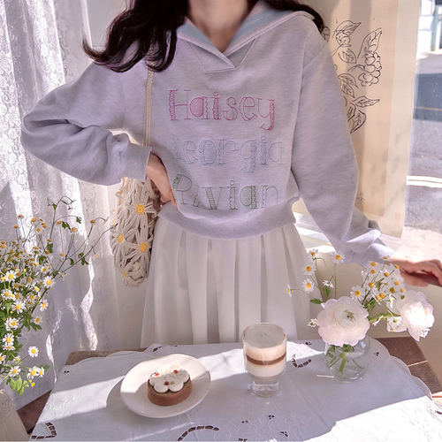 Bomhey Embroidery Lettering Sailor Collar Map City [size: F (55~66)]