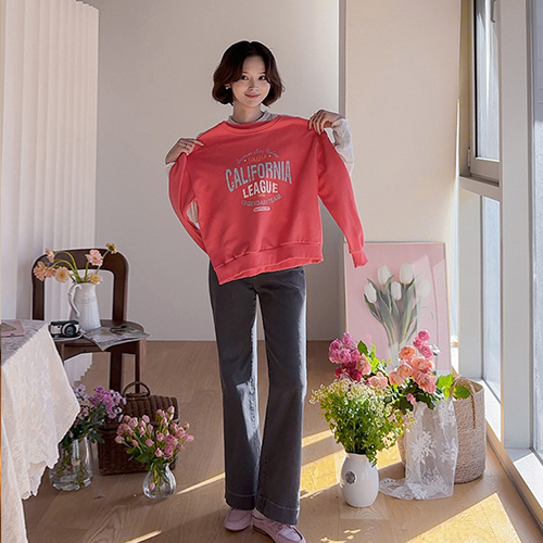 Jayon loose fit lovely lettering man to man tee [size: F(55~66)]