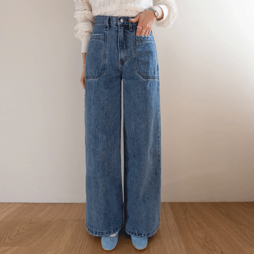 [New Arrival Special Price: 8,000 Won Discount] <FONT color=#5a3954>MADE PREMIUM</font> Erben Big Pocket Wide Denim Pants [size: S, M, L, XL]