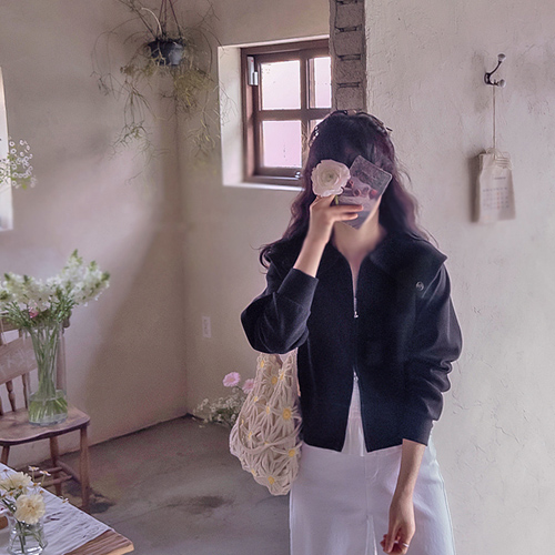 Shudenny pendant collar point stretchy zip-up outerwear [size: F (55~66)]