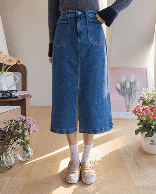 Days Jjonjjon Span Front Pocket Point Aline Denim Rong Skirt [size: S, M, L, XL]