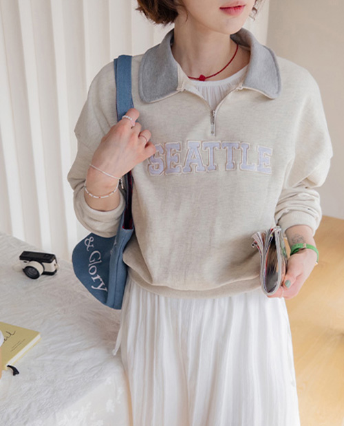 Portree Cara Color Zipper Man to Man Tee [size: F (55-66)]