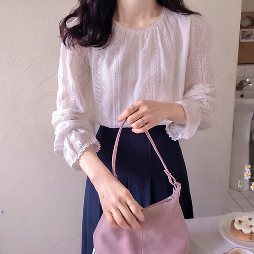 Clarins lovely spring embroidery elegant blouse [size: F (55~66)]