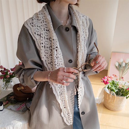 [LABEL] Melid Luxurious Race Shawl SET Trench Coat [size: F (55~77)]