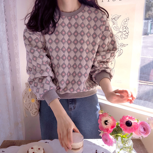 Kerodin Spring Flower Square Pattern Jacquard Tee [size: F(55~66)]