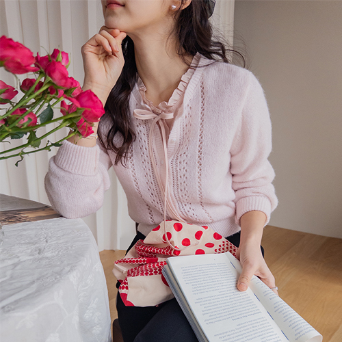 Madeline Soft Touch Punching Knit Scarf Cardigan [size: F (55~66)]