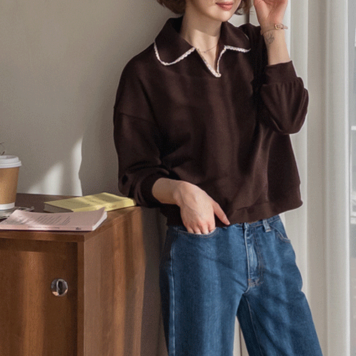 [Special Sale 30% ★Limited Quantity] <FONT color=#5a3954>MADE LIN</font> Solen Race Team Collar Cozy T-shirt [size: F (55~66)]