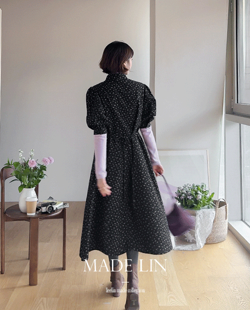 [Best Special Price 5,000 Won Discount] MADE LIN Bouquet Round Collar Shirt One Piece [size: F (55~66)]