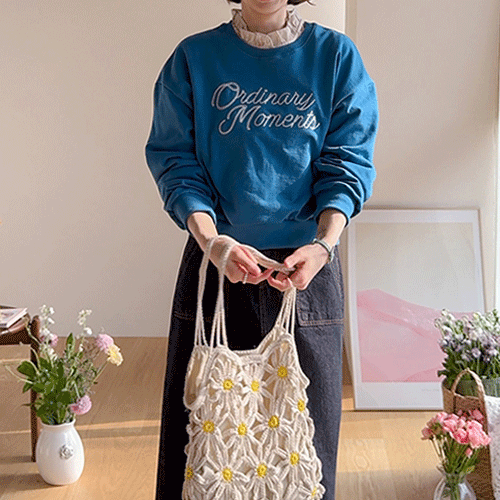 Isning Dense Embroidery Daily Overfit Man to Man Tee [size: F (55-66)]