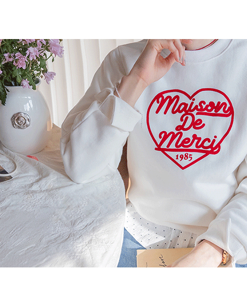 Kiev heart printing Man to man Tee [size:F(55~66)]