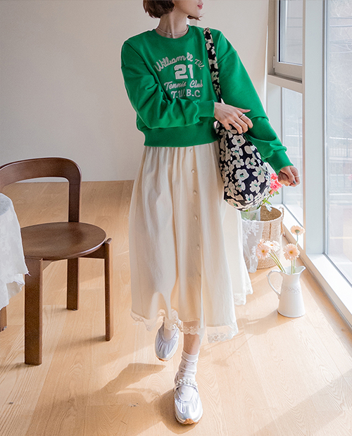 Melia Flexible Back Banding Layered Hem Lace Bustier Long One Piece [size: F(55~66)]