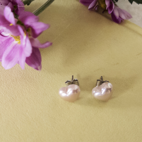 Baby Rose Heart Pearl Earrings