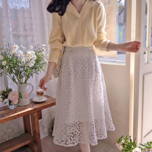 Flois lovely spring lace Kara elegant cardigan [size: F(55~66)]