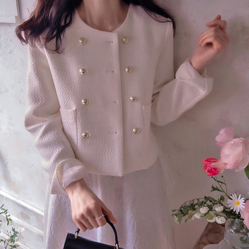 Showcase Gold Button Silver Tweed Luxury Jacket [size: F (55~66)]