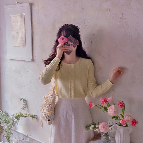 Anne French lovely mini punching wave point cardigan [size: F(55~66)]