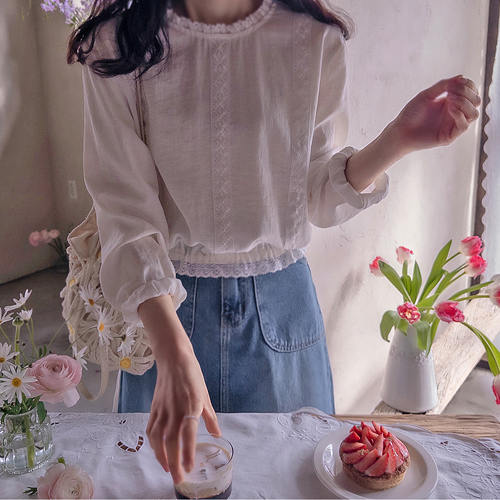 Skela Love Race Waistband Adjustable Elegant Blouse [size: F(55~66)]