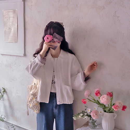 Annemount retail check color blocking, solid yarn, bio-washed outerwear [size: F (55-66)]