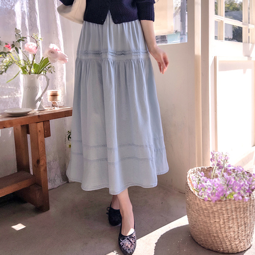 Rodner Spring Sharing Flexible Charr Fit Denim Skirt [size: F (55~66)]