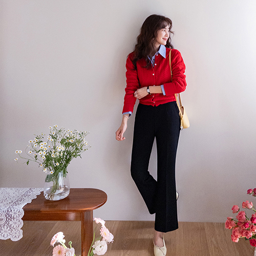 Puffin Basic Bom Bom Cable Cardigan [size: F(55~66)]