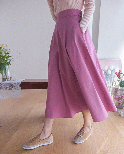Ober Aline bio-washed cotton cut-out back banding rong skirt [size: F (55-66)]