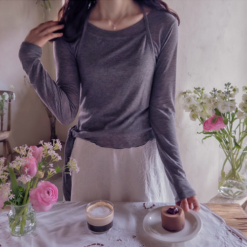 Shuland Soft and Flexible Wool Tencel Layered Tee Sleeveless Shirts Set [size: F (44~55)]