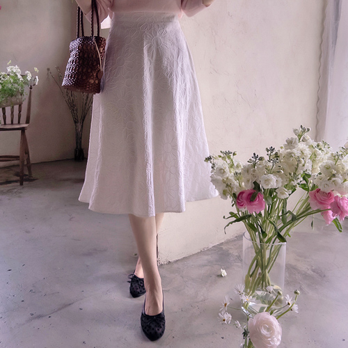 Canvia Flower Embroidery Pretty Line Band Skirt [size: F(55), L(66~77)]