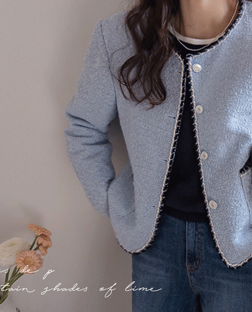 Vivael Luxurious Contrast Neckline Tweed Jacket [size:F(55~66)]