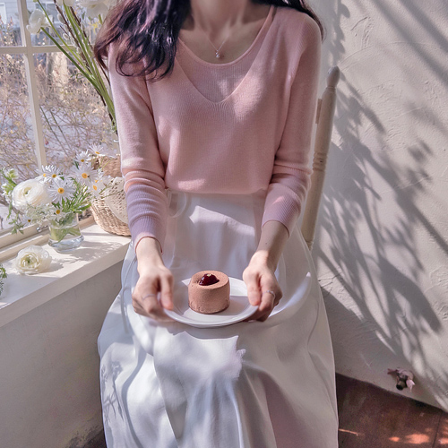 Camellia Layered Spring Pastel Soft Knit [size:F(55~66)]