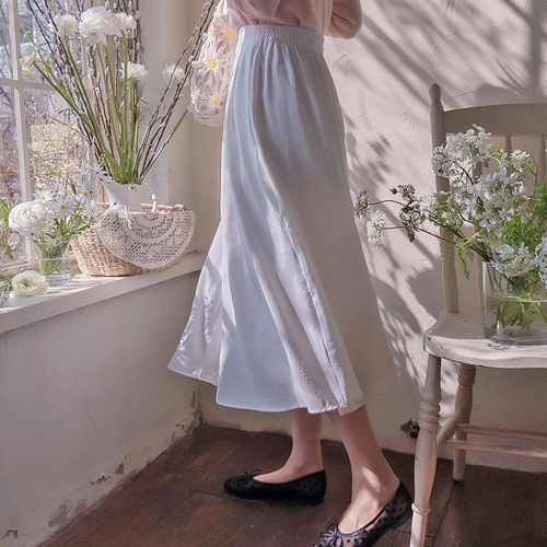 Alice Side Ribbon Edge Fit Flowing Fit Skirt [size:F(55~66)]