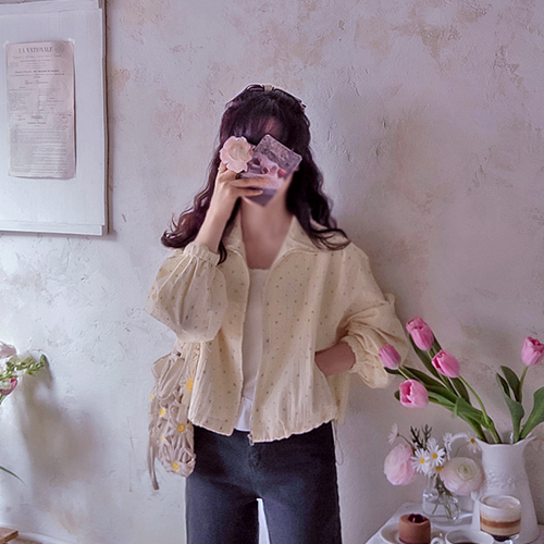 Berni Flower Lovely Spring Pastel Lightweight Zip-Up Jumper [size:F(55~66)]