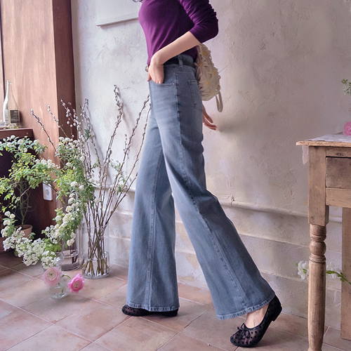 Denver's Flexible Soft Ring Yarn Long Leg Fit Band Pants [size:S,M,L]