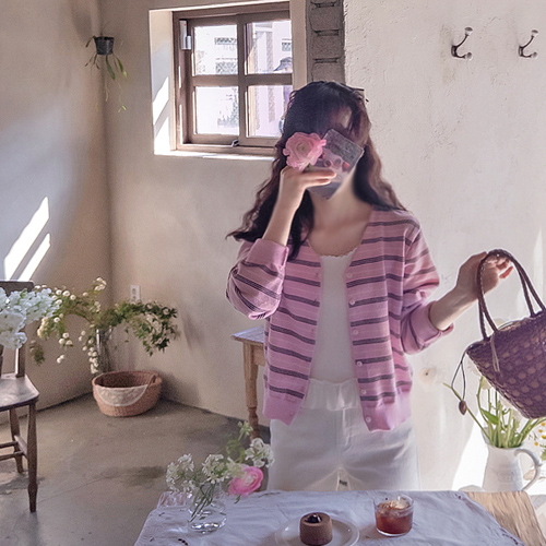 Roberts Spring Striped Sophisticated Soft Cardigan [size:F(55~77)]