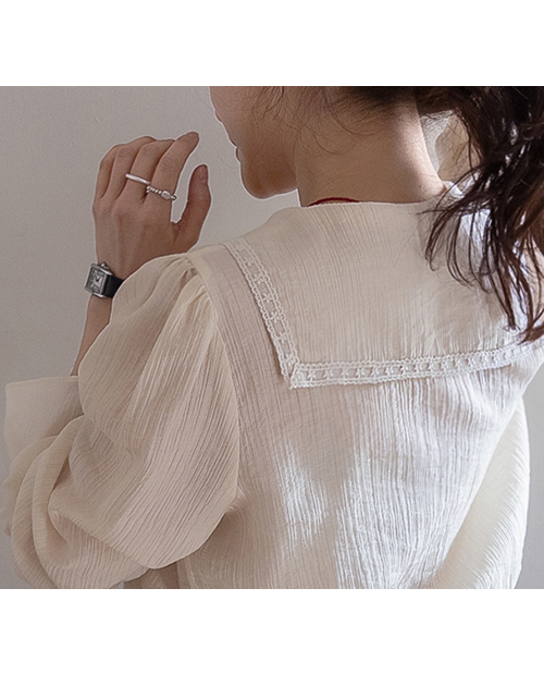 [New Arrival Special 5,000 Won Discount] MADE LIN Lafni Pintuck Kara Race Blouse [size:F(55~66)]