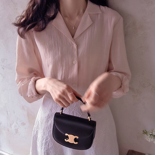 Spring Silky Season Collar Delicate Fit Waist Tie Set Sophistication Blouse [size:F(55~66)]