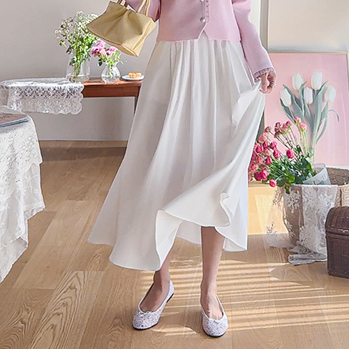 Nadia Pintuck Aline Back Elastic Pocket Rong Skirt [size: F (55~66.5)]