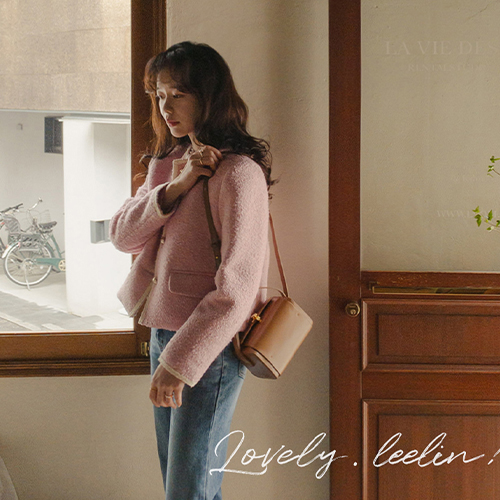 [LABEL] Signal Pink Gold Button Tweed Jacket [size: F (55~66)]