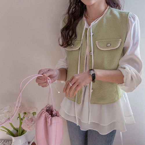 [LABEL] Tir-en Neat yet Lovely Color Combination Vest [size:F(55~66)]